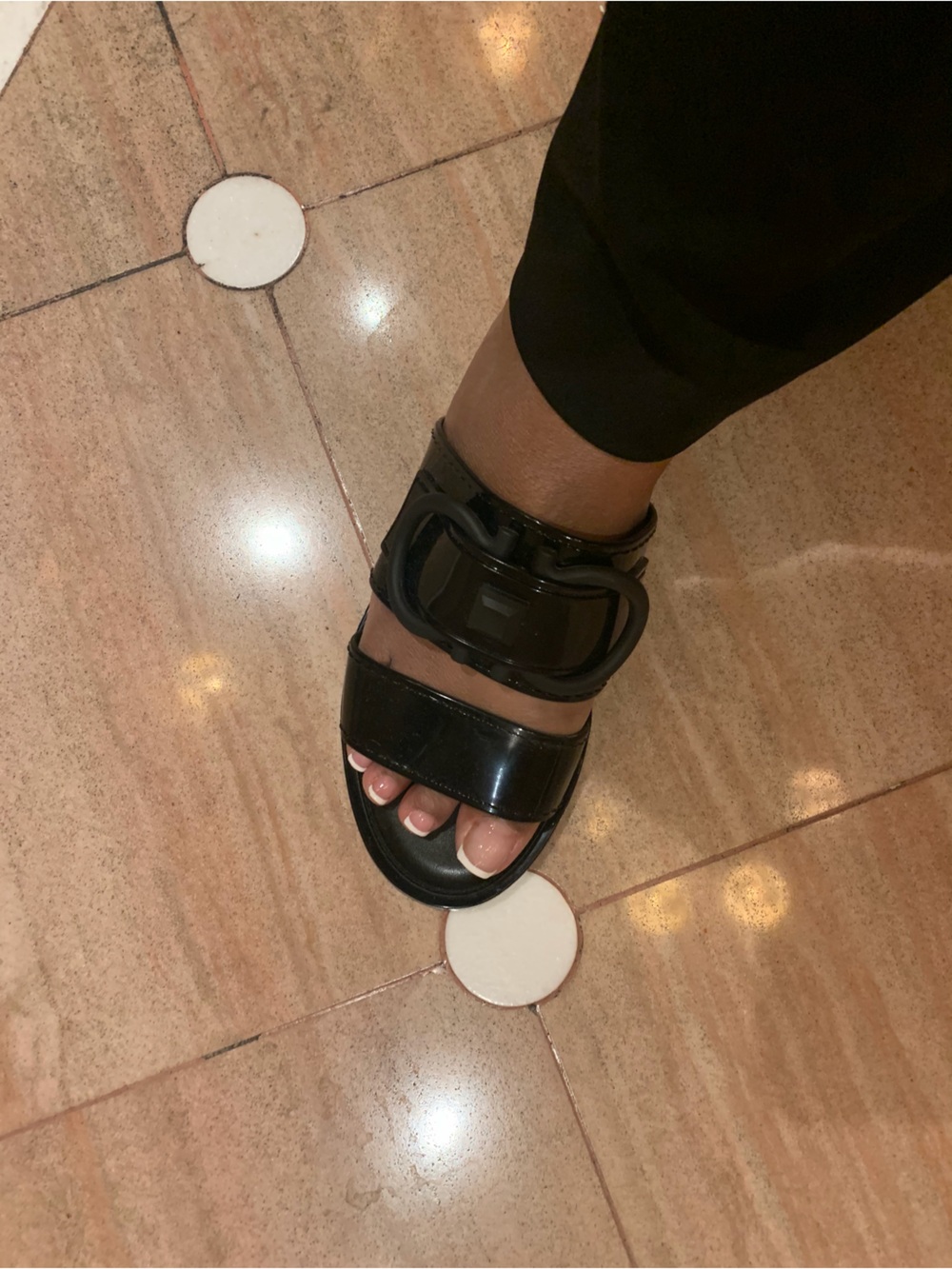 Salvatore Ferragamo Black Patent Leather Double-Strap Sandal